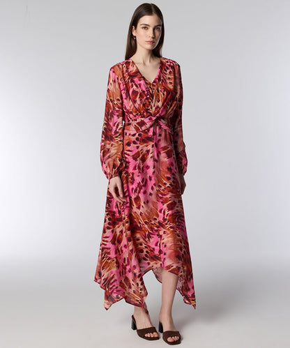 Printed Twisted Midi Dress
