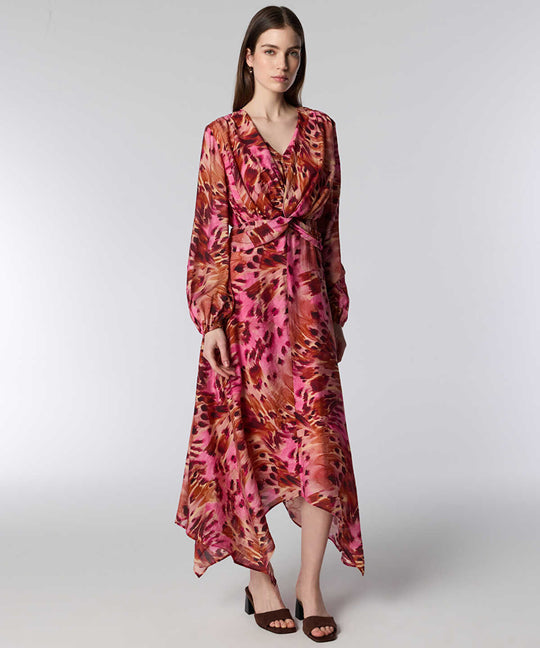 Printed Twisted Midi Dress