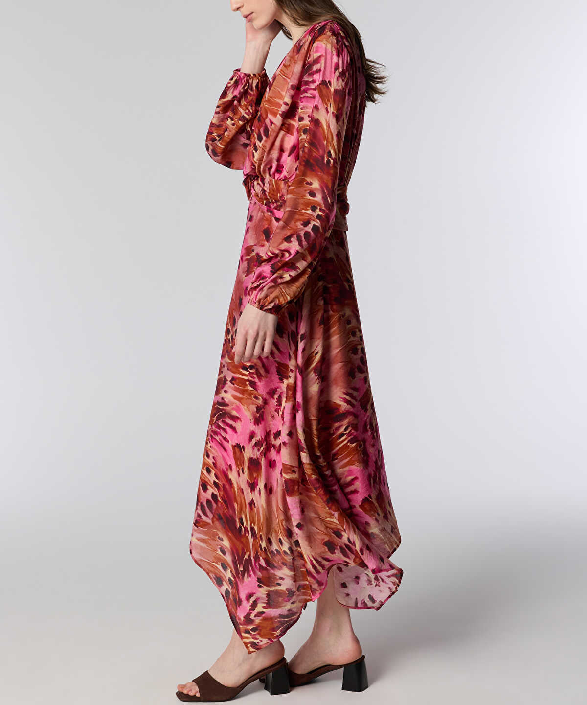 Printed Twisted Midi Dress