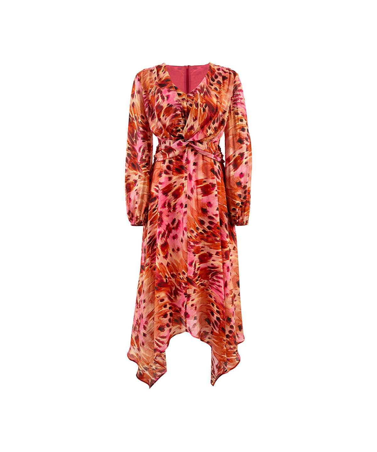 Printed Twisted Midi Dress