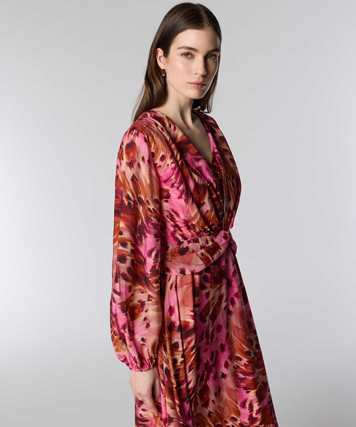 Printed Twisted Midi Dress