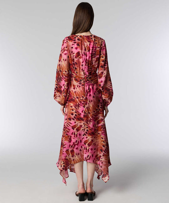 Printed Twisted Midi Dress
