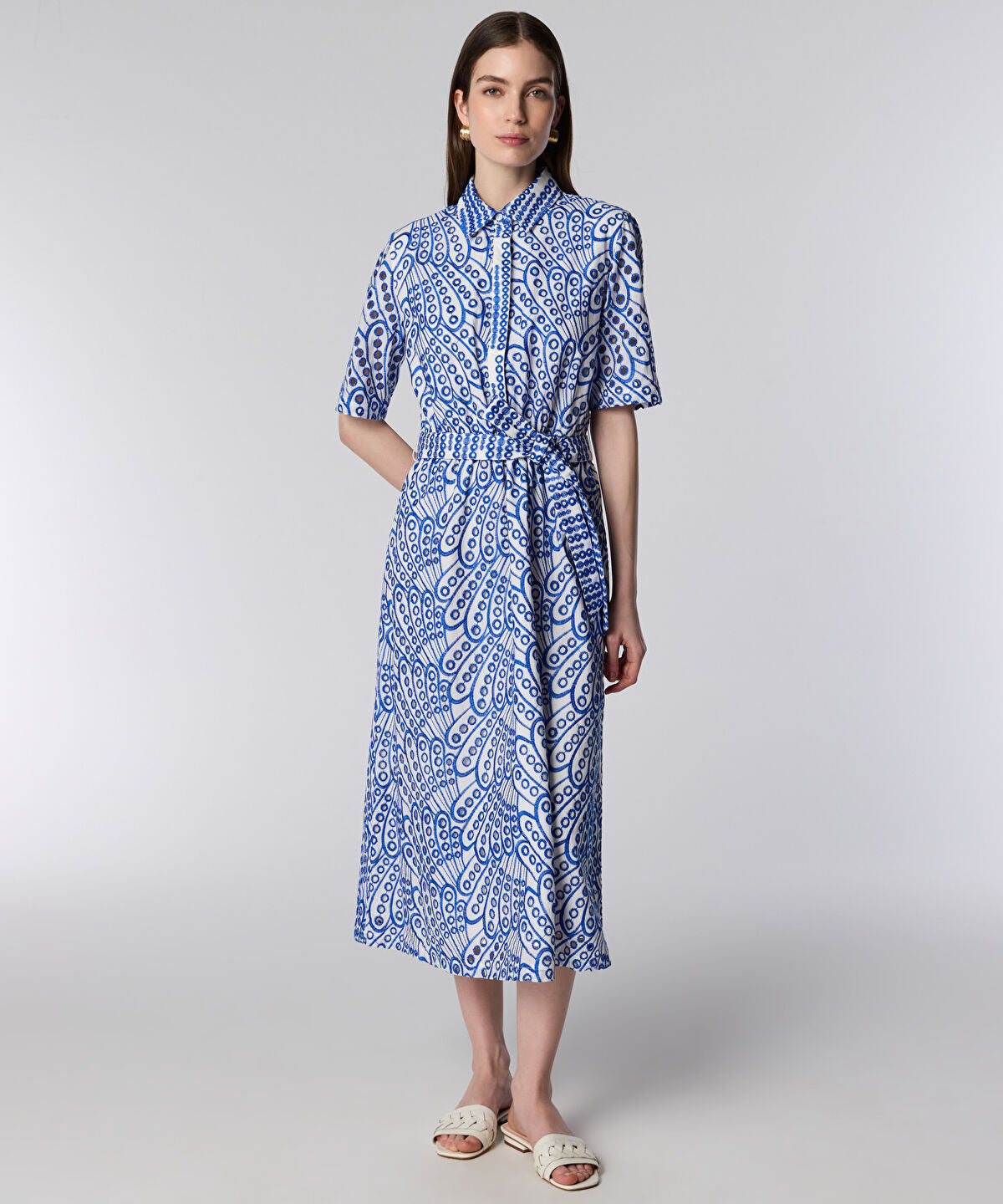 Zoomed Embroidered Shirt Dress