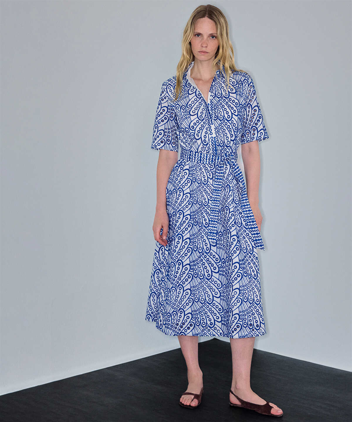 Embroidered Shirt Dress
