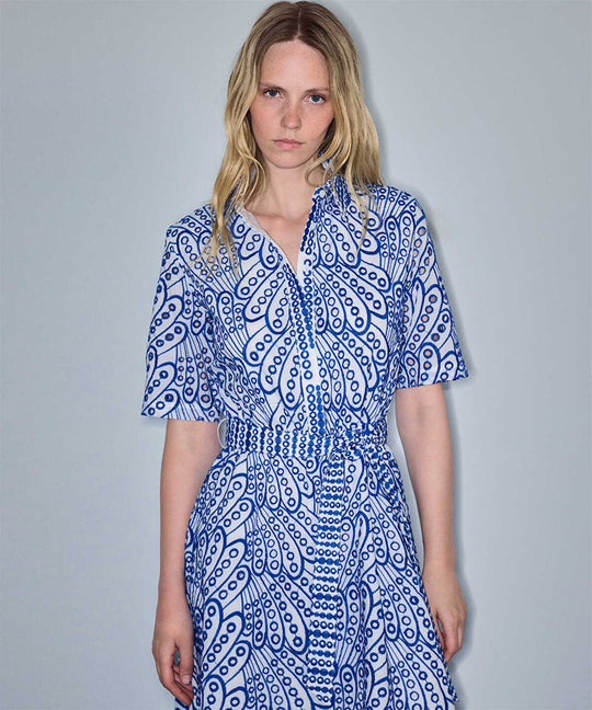 Embroidered Shirt Dress
