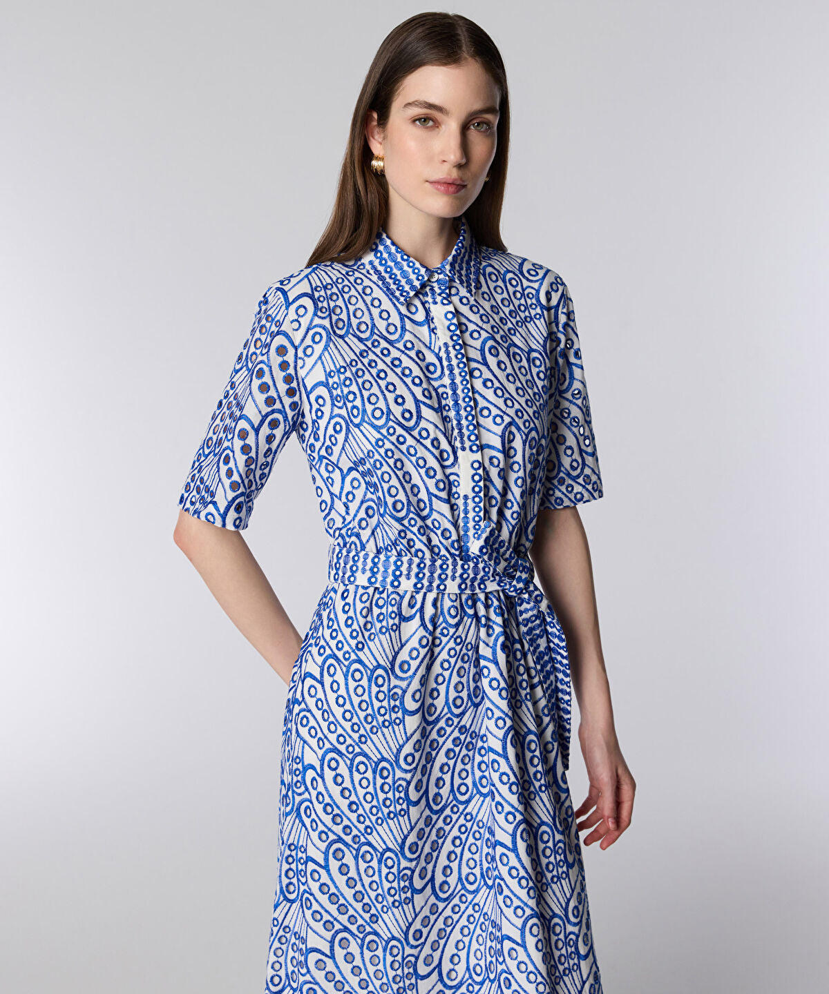 Zoomed Embroidered Shirt Dress