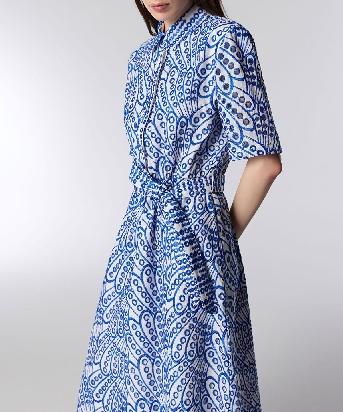 Zoomed Embroidered Shirt Dress