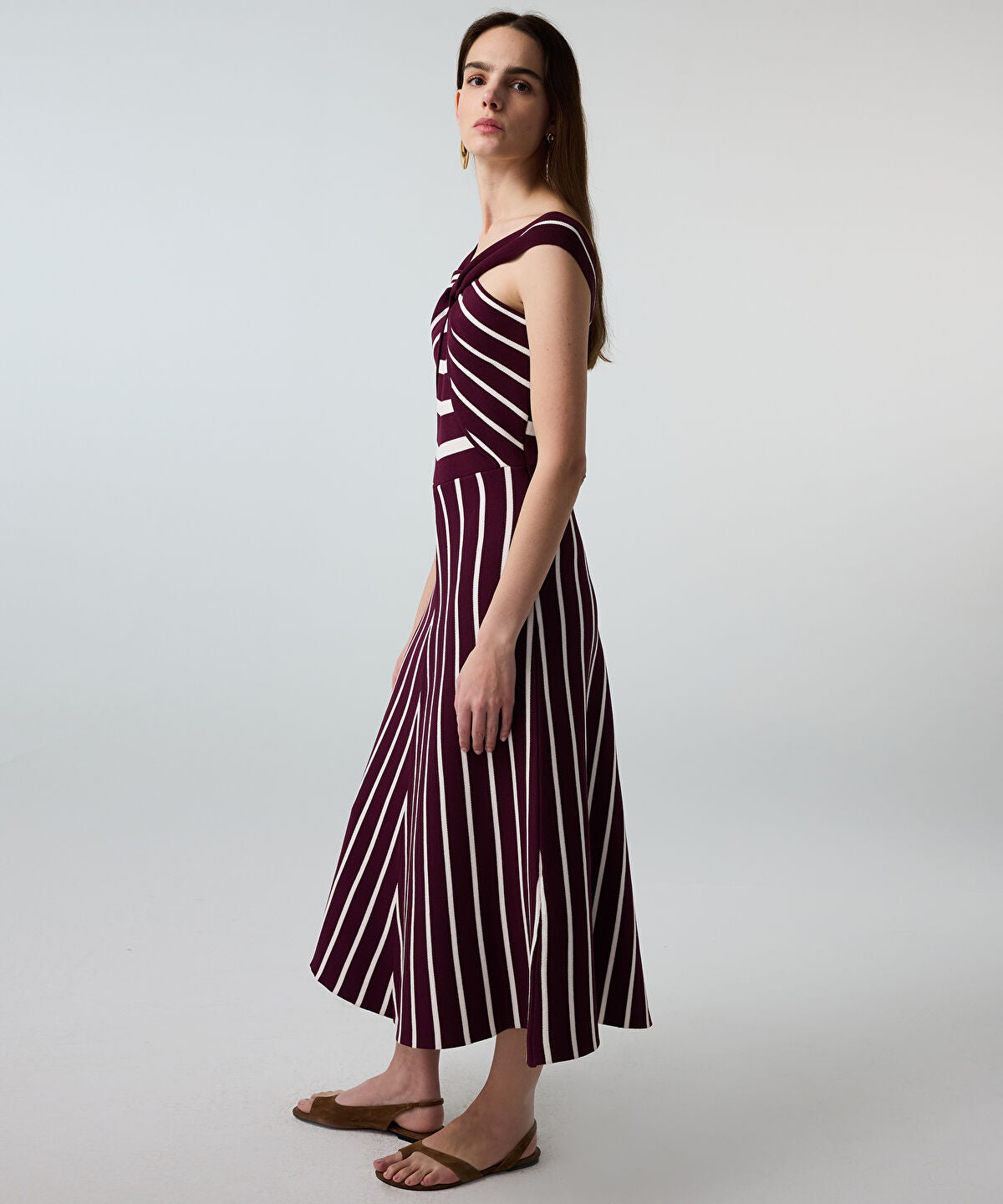 Zoomed Striped Knit Halter Dress