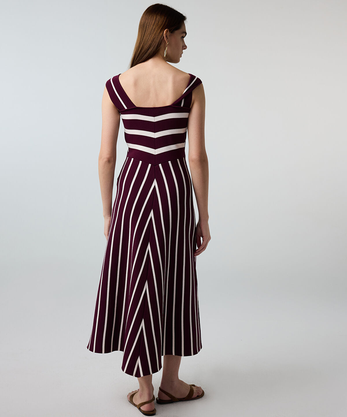 Zoomed Striped Knit Halter Dress