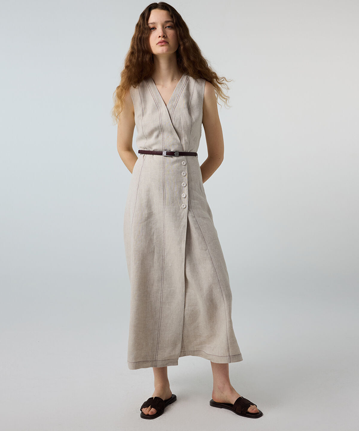 Belted Linen Dress