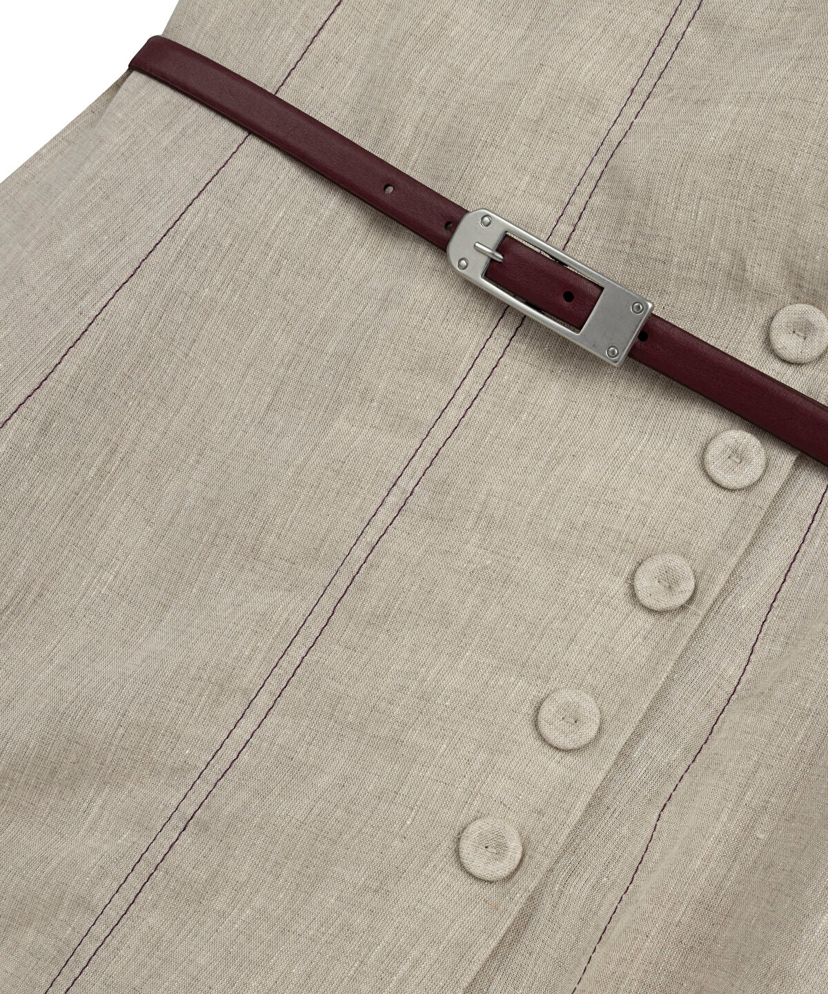 Zoomed Belted Linen Dress