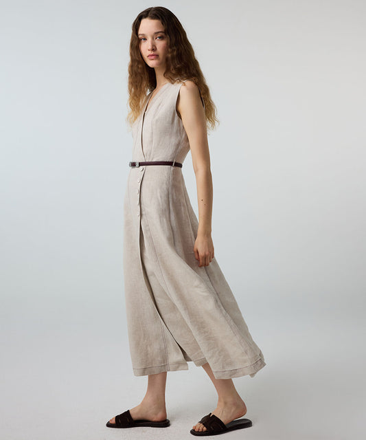 Belted Linen Dress