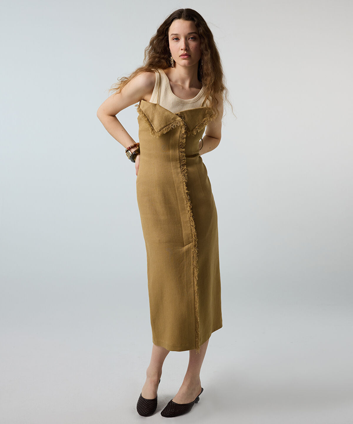 Two-Piece Fringed Midi Dress