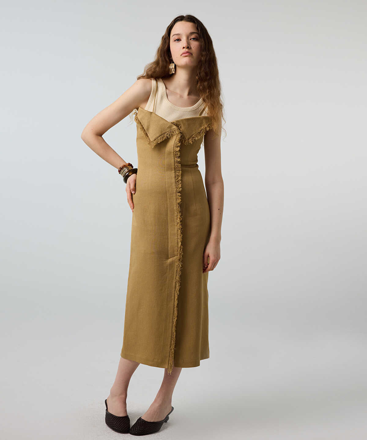 Two-Piece Fringed Midi Dress