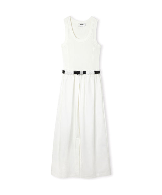 Mixed-Media Belted Dress