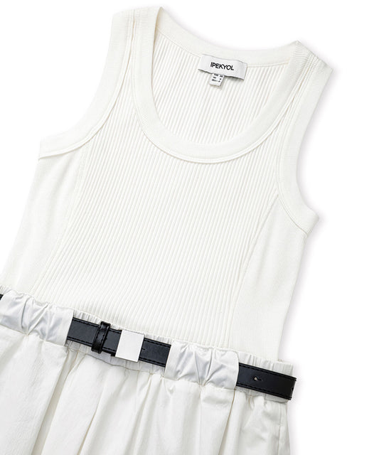 Mixed-Media Belted Dress