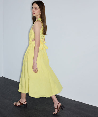 Cutout Linen-Blend Dress