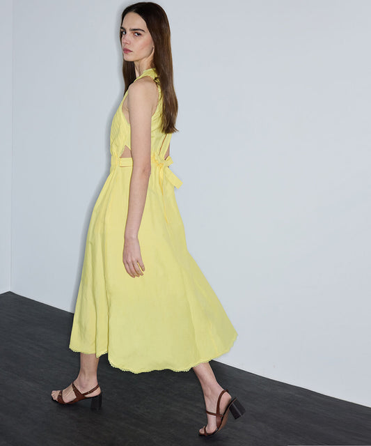 Cutout Linen-Blend Dress