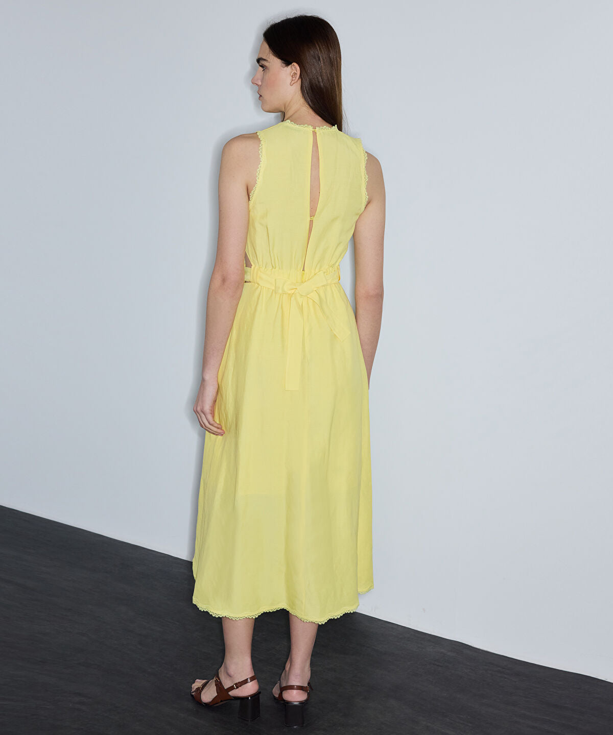 Cutout Linen-Blend Dress