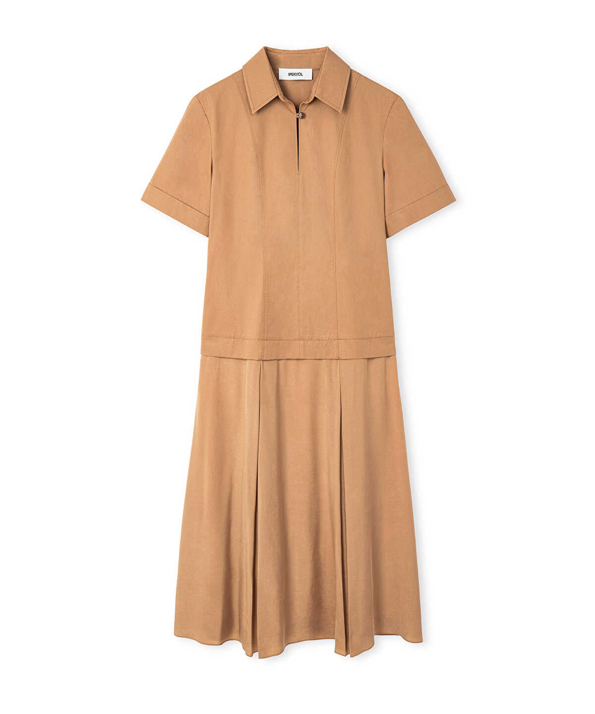 Mixed-Media Layered Midi Dress