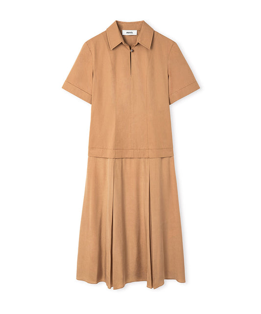 Mixed-Media Layered Midi Dress