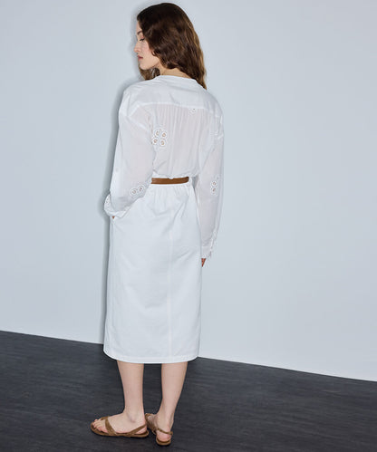 Belted Mixed-Media Dress