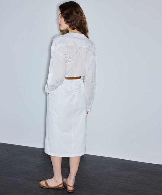 Belted Mixed-Media Dress