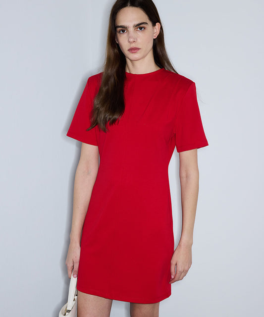 Padded-Shoulder Jersey Dress
