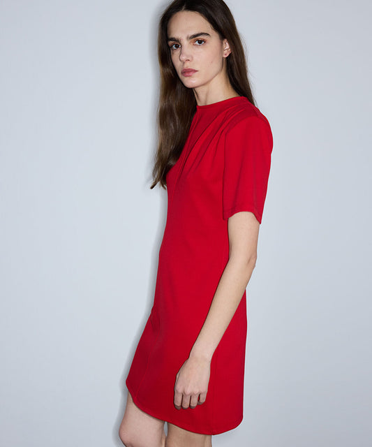 Padded-Shoulder Jersey Dress