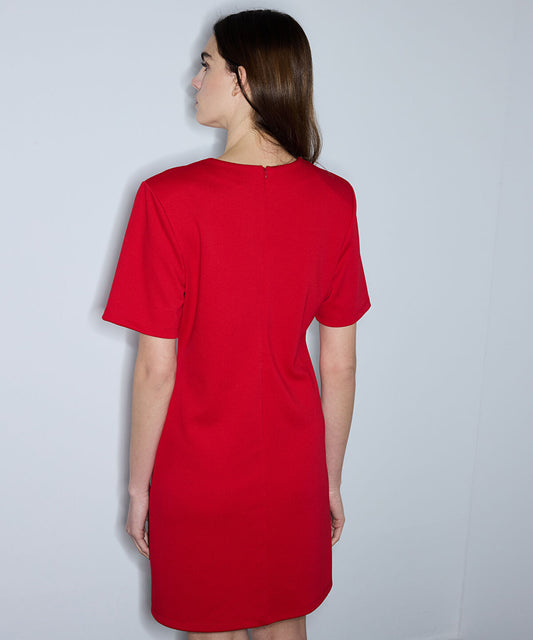 Padded-Shoulder Jersey Dress