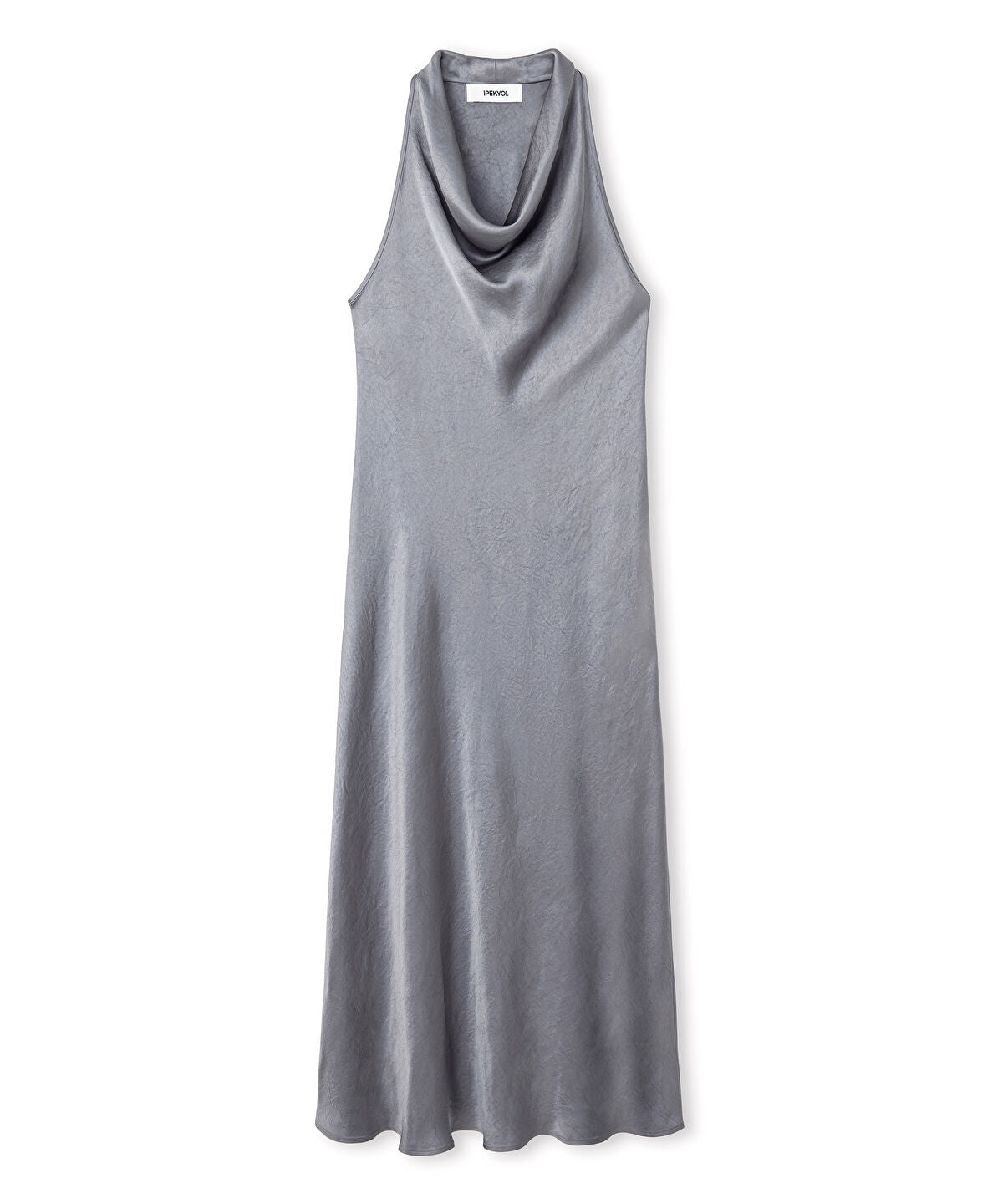 Zoomed Metallic-Finish Halter Dress