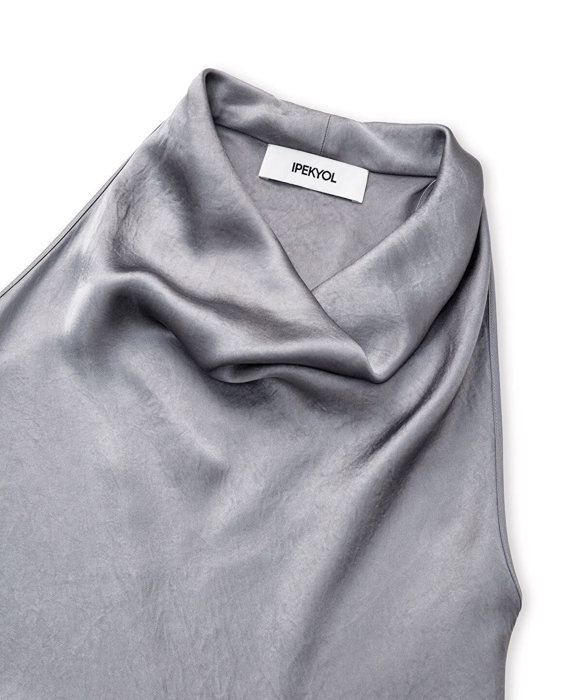 Zoomed Metallic-Finish Halter Dress