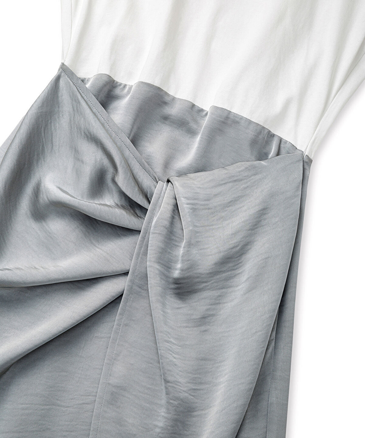 Twist-Detail Mixed-Media Dress