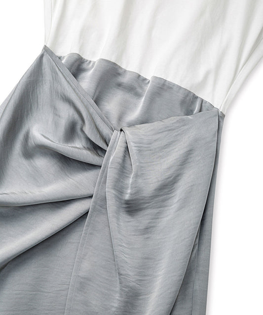 Twist-Detail Mixed-Media Dress