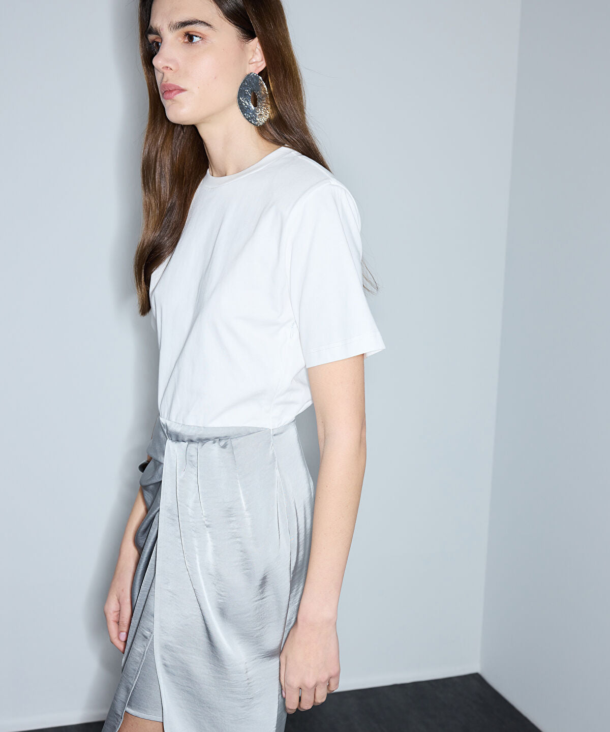 Twist-Detail Mixed-Media Dress