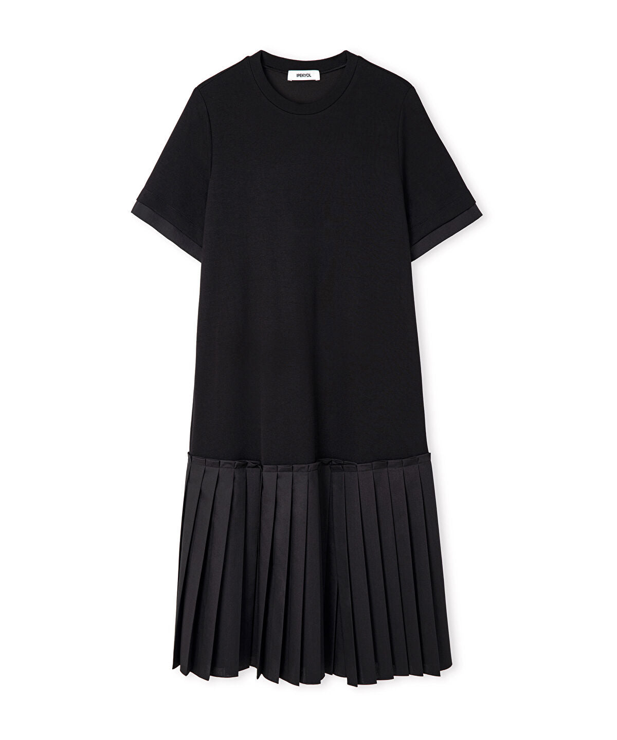 Pleated Mixed-Media Dress