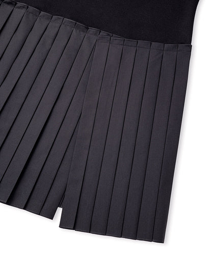 Pleated Mixed-Media Dress