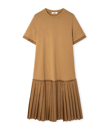Pleated Mixed-Media Dress