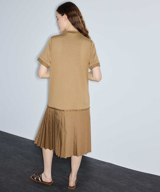Pleated Mixed-Media Dress