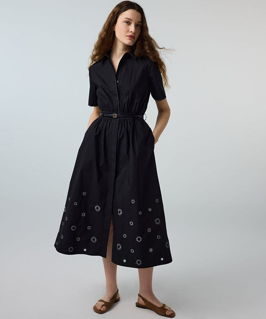 Embroidered Poplin Dress