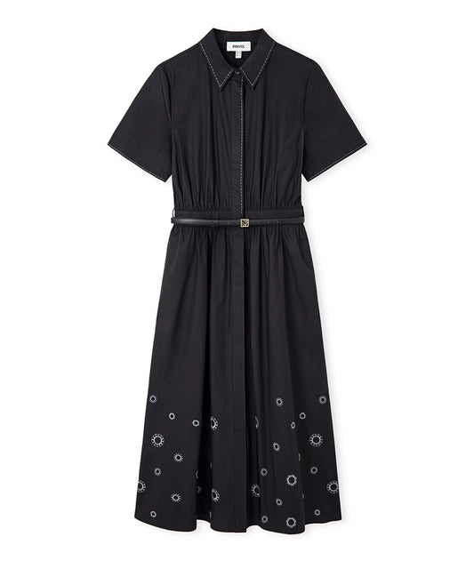 Embroidered Poplin Dress
