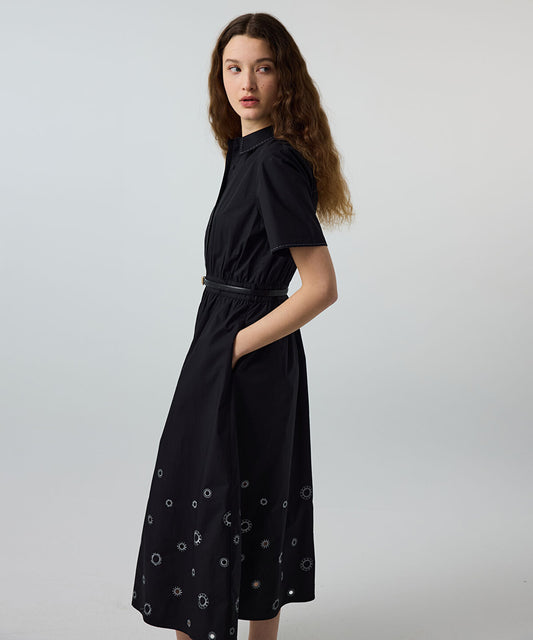 Embroidered Poplin Dress