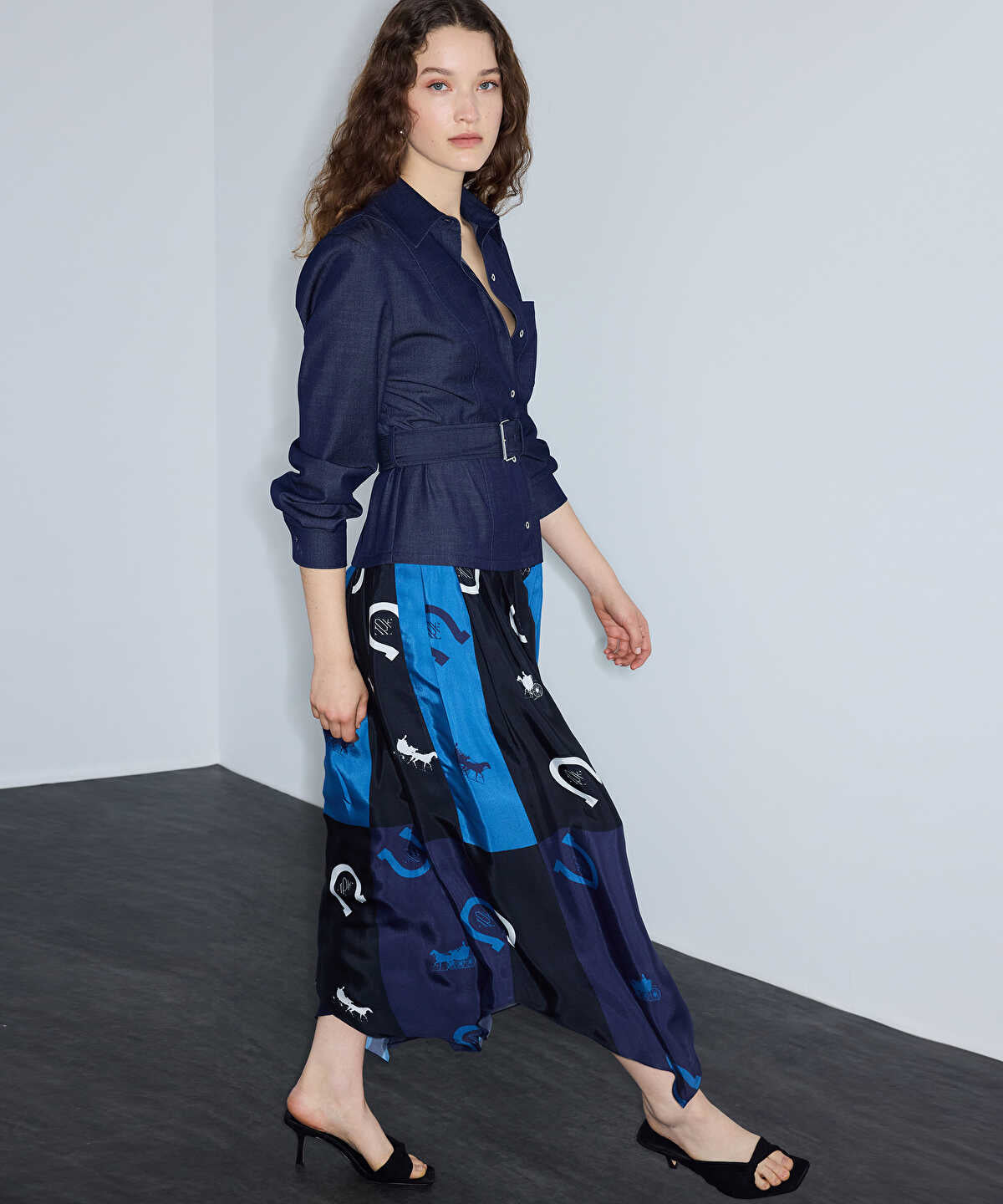Layered-Effect Belted Dress