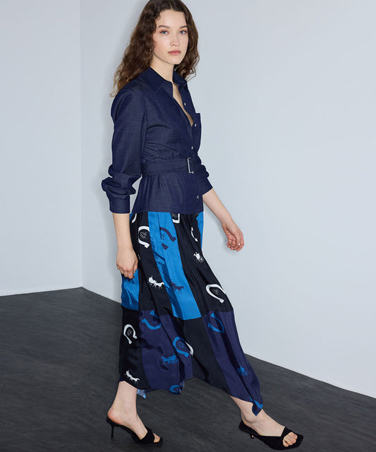 Layered-Effect Belted Dress