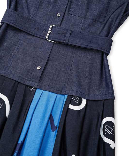 Layered-Effect Belted Dress