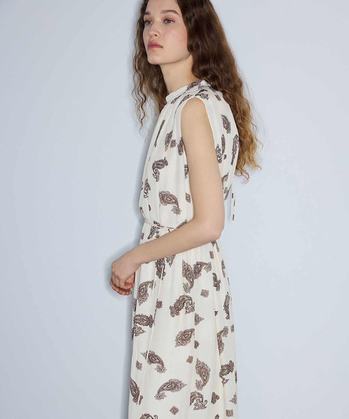Zoomed Paisley Print Viscose Dress