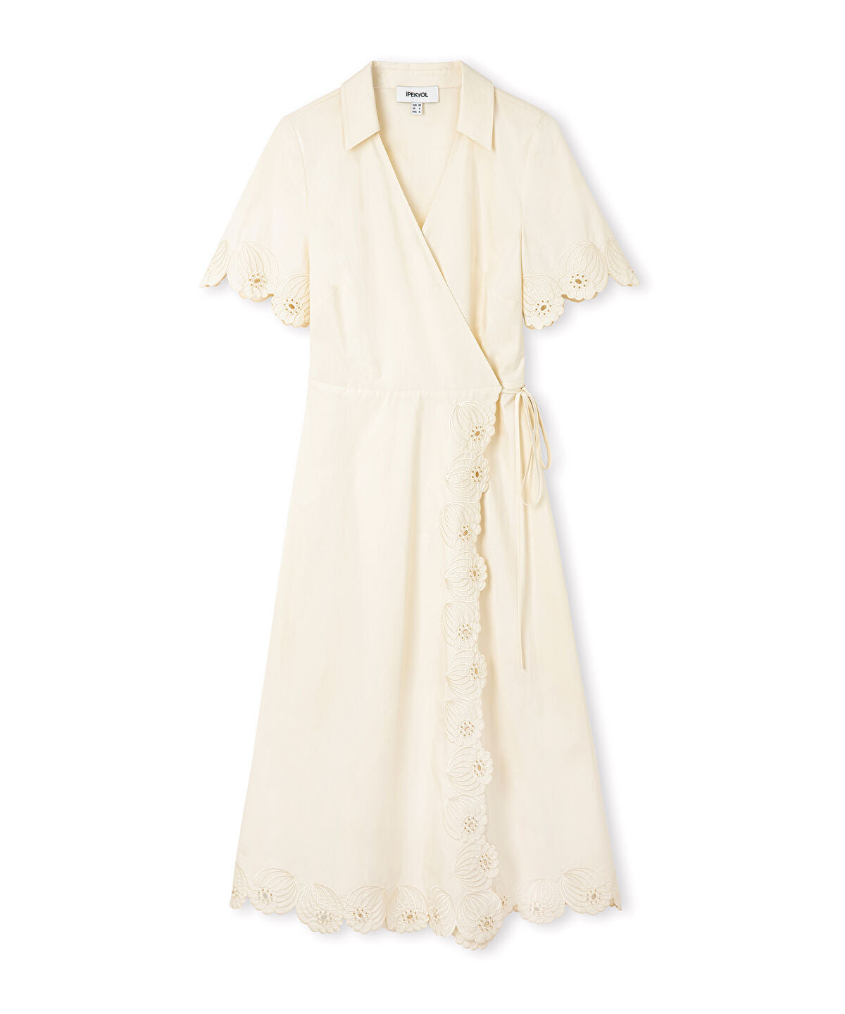 Zoomed Embroidered Wrap Poplin Dress