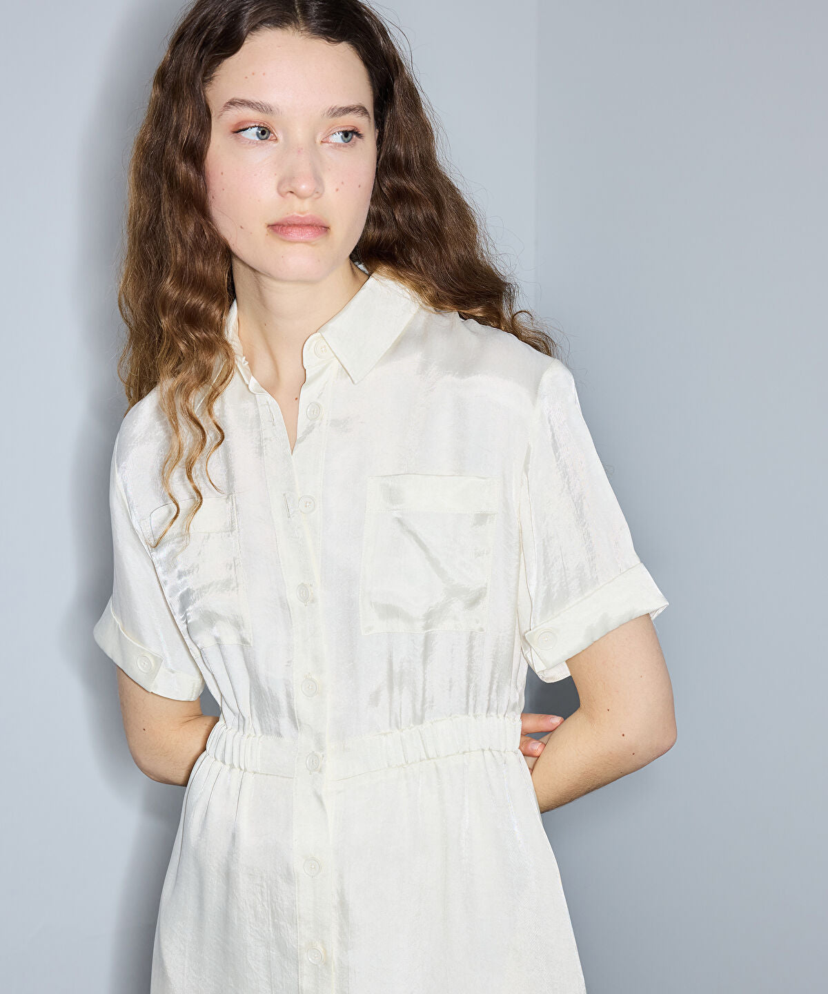 Zoomed Elasticated Waist Shirt Dress