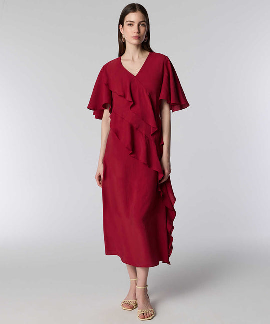 Diagonal Ruffle Midi Dress
