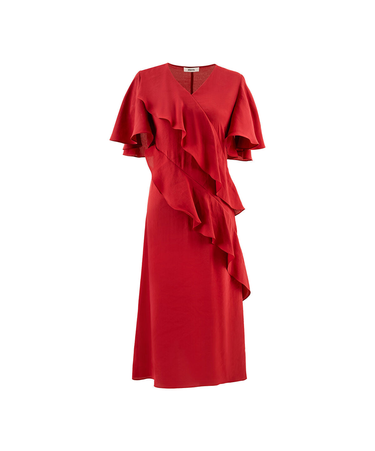 Zoomed Diagonal Ruffle Midi Dress